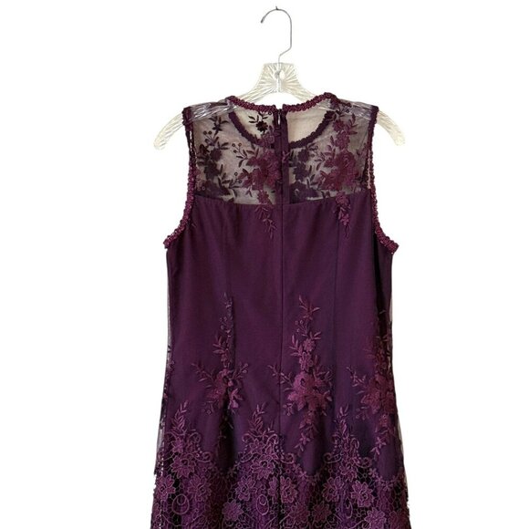 Nannette Lepore Women's Lace Sleeveless Sheath Dress Wine Size 6 - Picture 4 of 7